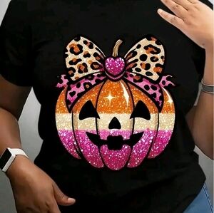 Leopard Bow Pumpkin Graphic Tee